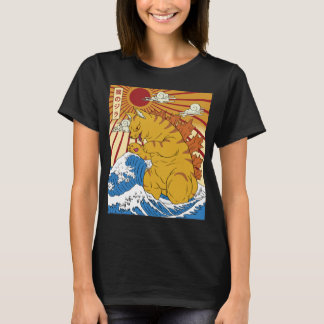 Catzilla Classic Funny Cute Cat Art Japanese Sunse T-Shirt