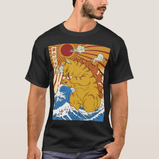 Catzilla Classic Funny Cute Cat Art Japanese Sunse T-Shirt