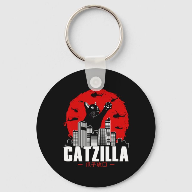 Catzilla Cute Cat Stuff For Cat Lover  Keychain (Front)