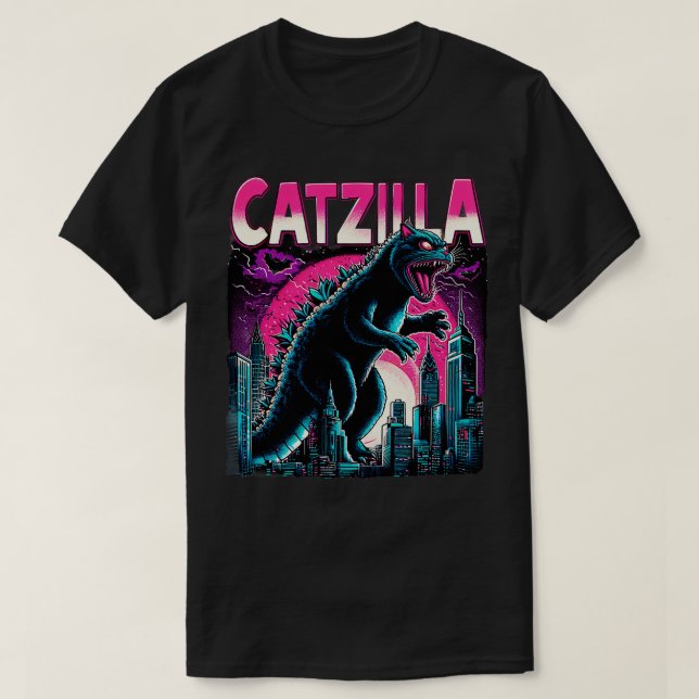 CATZILLA Epic Battle of Colossal Cats T-Shirt (Design Front)
