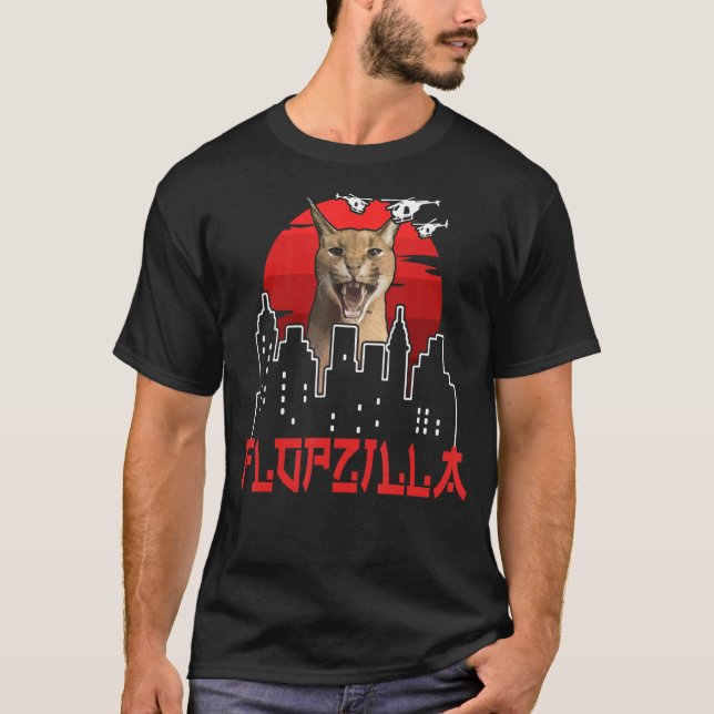 Catzilla Funny big floppa meme Flopzilla Caracal C T-Shirt (Front)