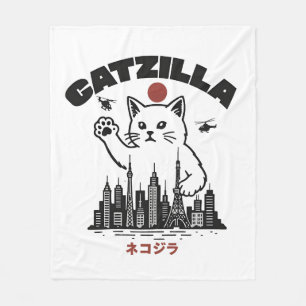 Catzilla – Funny Cat Godzilla Parody Fleece Blanket