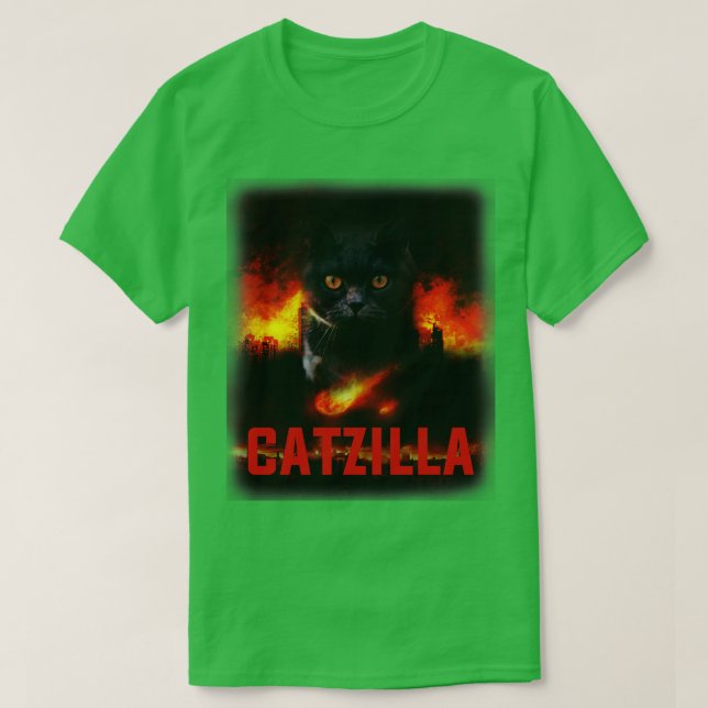 Catzilla Funny Cat Lover Kitten Pun T-Shirt (Design Front)