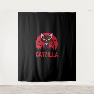 Catzilla Funny Cat Monster Tapestry