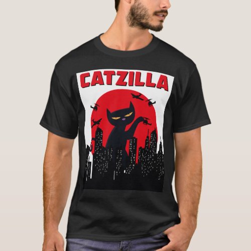 Catzilla Funny Cat Shirt Funny Cat T_shirt Cat  T_Shirt