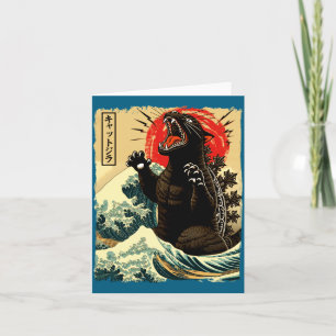Catzilla Funny Japanese Style Card