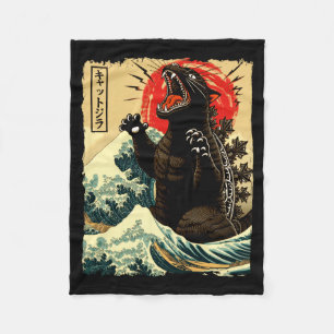 Catzilla Funny Japanese Style Fleece Blanket