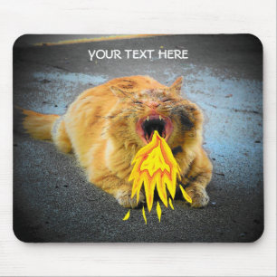 Catzilla has fire breath! mouse pad
