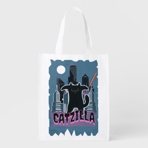 Catzilla  King of Unstoppable Claws Grocery Bag