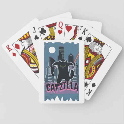 Catzilla King of Unstoppable Claws Playing Cards