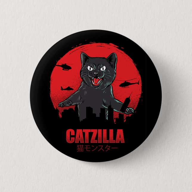 Catzilla Monster Cat Classic Round Button (Front)