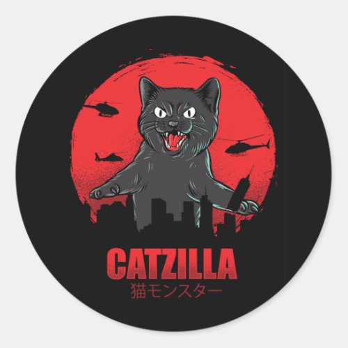 Catzilla Monster Cat Classic Round Sticker