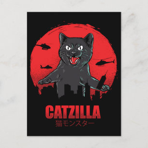 Catzilla Monster Cat Destroys Skyscraper Building Postcard