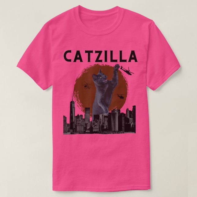 Catzilla Monster Cat Lover Funny Japanese Kitty Ki T-Shirt (Design Front)