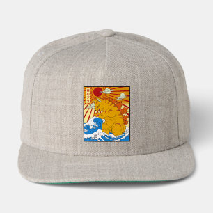 Catzilla Off Kanagawa Funny Japanese Art Cat Graph Snap Back Hat