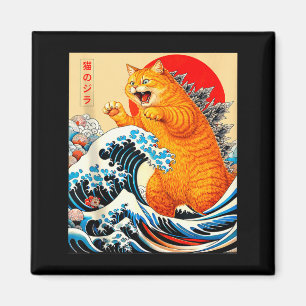 Catzilla orange cat japanese art for men women kid magnet