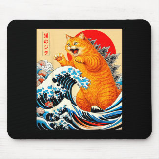 Catzilla orange cat japanese art for men women kid mouse pad