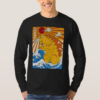 Catzilla Vintage Cute Cat Japanese Sunset T-Shirt
