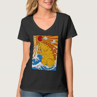 Catzilla Vintage Cute Cat Japanese Sunset T-Shirt