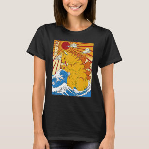 Catzilla Vintage Cute Cat Japanese Sunset T-Shirt