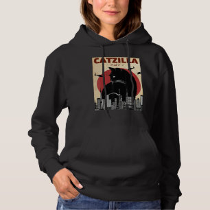 Catzilla Vintage Funny Cat Japanese Sunset Kitten  Hoodie