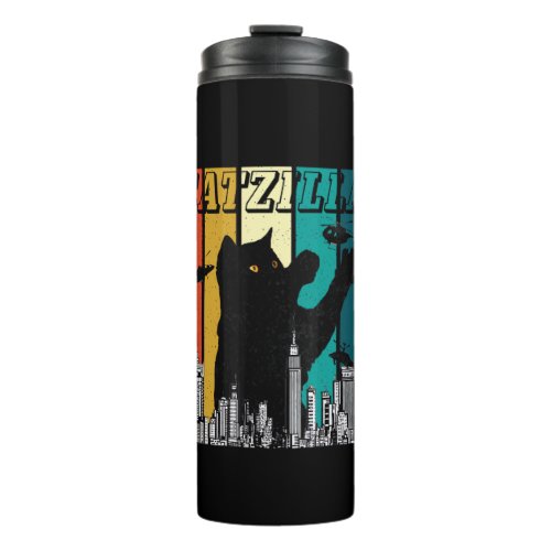 Catzilla Vintage Retro Funny Cat Kitten Halloween  Thermal Tumbler