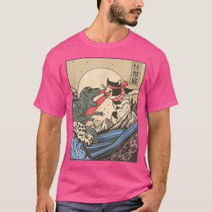 Catzilla vs Kaiju Vintage Funny Cute Cat Art Japan T-Shirt