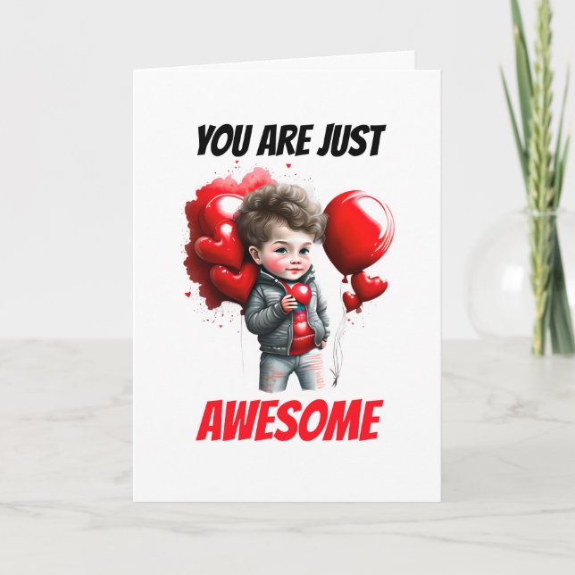 Caucasian boy Valentine's day you are awesome bff Holiday Card (Front)