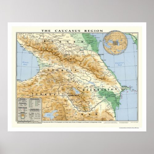 Caucasus Region Map 1994 Poster