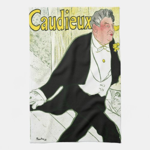 Caudieux by Toulouse Lautrec Vintage Art Nouveau Kitchen Towel