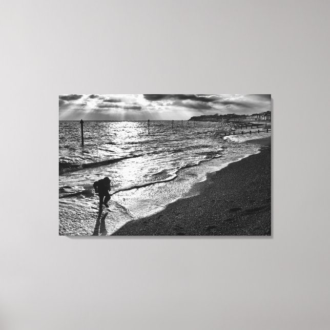 Caught by the Surf on Felixstowe Beach Canvas Print (Front)