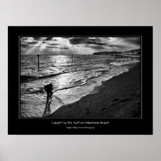 Caught by the Surf on Felixstowe Beach Poster