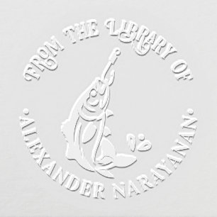 Caught Fish on Hook From the library of Book Name Embosser