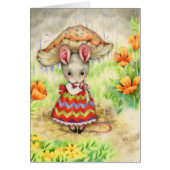 Caught in the Rain - Cute Mouse Art Card (Front)