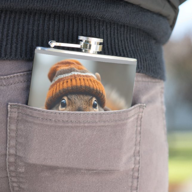 Caught snacking again - Squirrel Ai image Flask (In Situ)