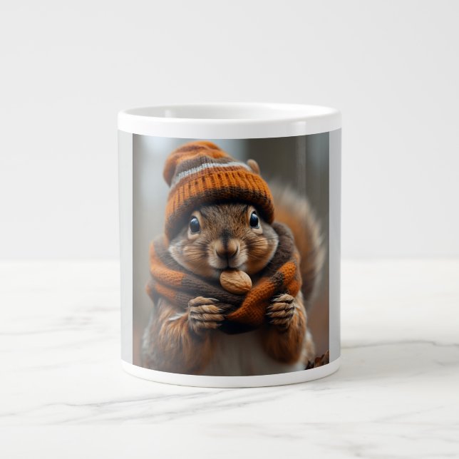 Caught snacking again - Squirrel Ai image Giant Coffee Mug (Front)