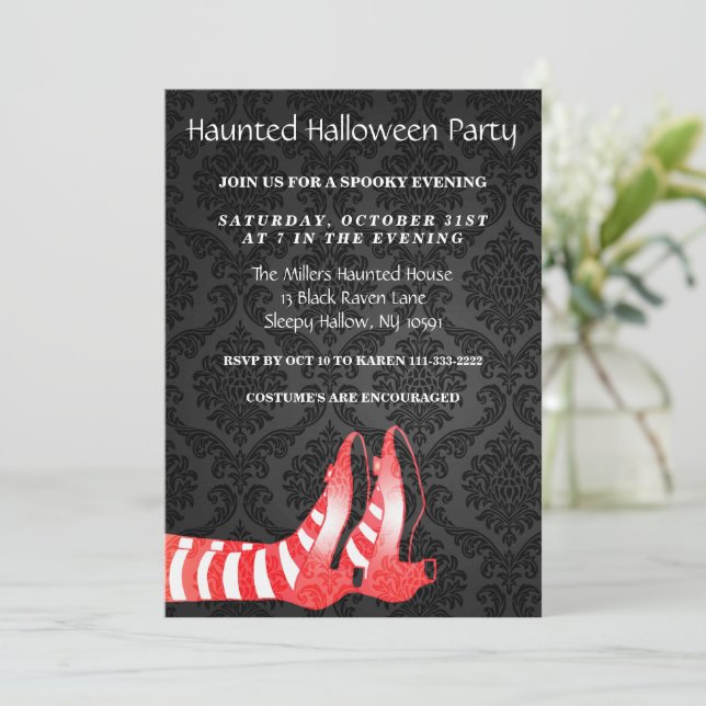 Caught the Witch Halloween Party Invitation (Standing Front)