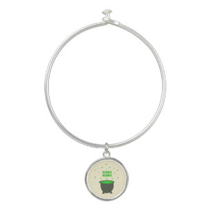 Cauldron and Bubbling Green Brew Halloween Bangle Bracelet