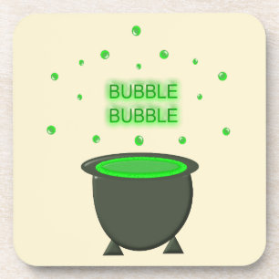 Cauldron and Bubbling Green Brew Halloween Beverage Coaster