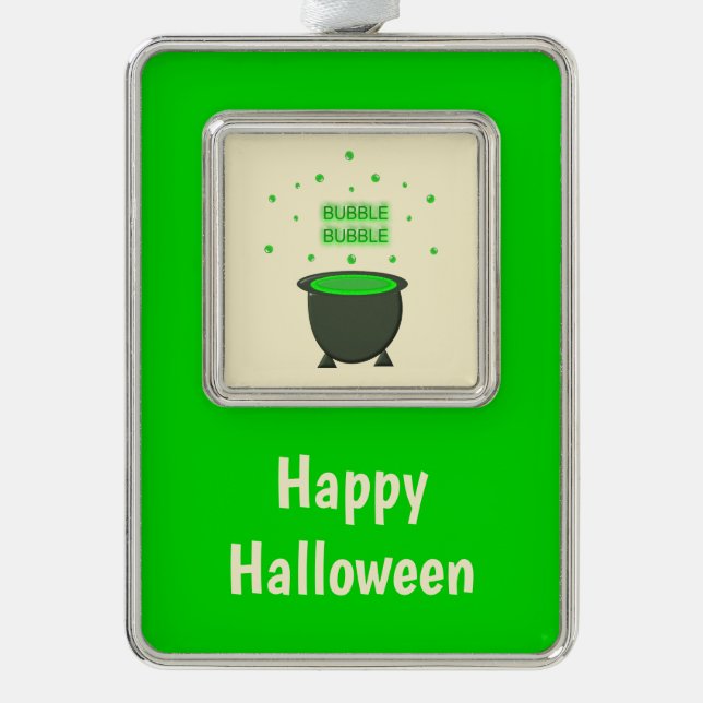 Cauldron and Bubbling Green Brew Halloween Custom Christmas Ornament (Front)