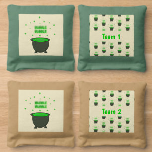 Cauldron and Bubbling Green Brew Halloween Custom Cornhole Bags
