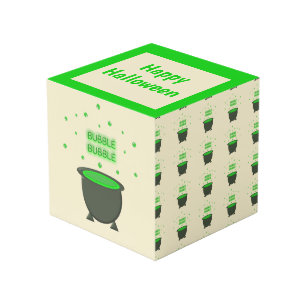 Cauldron and Bubbling Green Brew Halloween Custom Cube