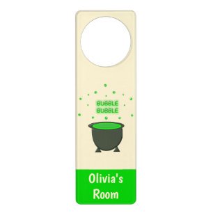 Cauldron and Bubbling Green Brew Halloween Custom Door Hanger