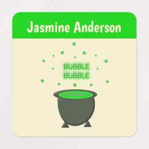 Cauldron and Bubbling Green Brew Halloween Custom Labels