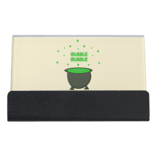 Cauldron and Bubbling Green Brew Halloween Desk Business Card Holder