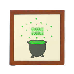 Cauldron and Bubbling Green Brew Halloween Desk Organizer