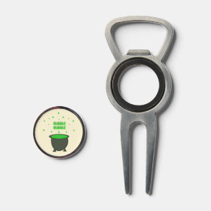 Cauldron and Bubbling Green Brew Halloween Divot Tool