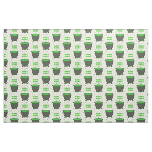 Cauldron and Bubbling Green Brew Halloween Fabric