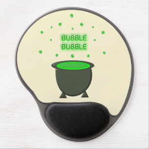 Cauldron and Bubbling Green Brew Halloween Gel Mouse Pad