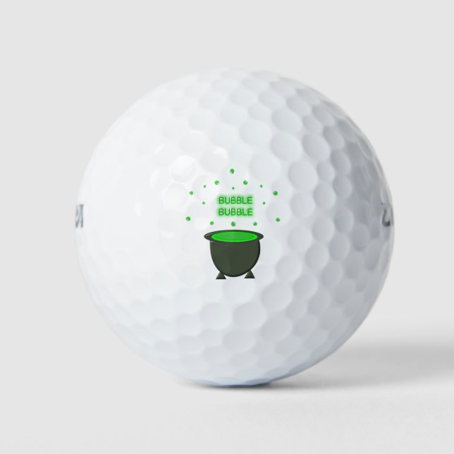 Cauldron and Bubbling Green Brew Halloween Golf Balls (Front)